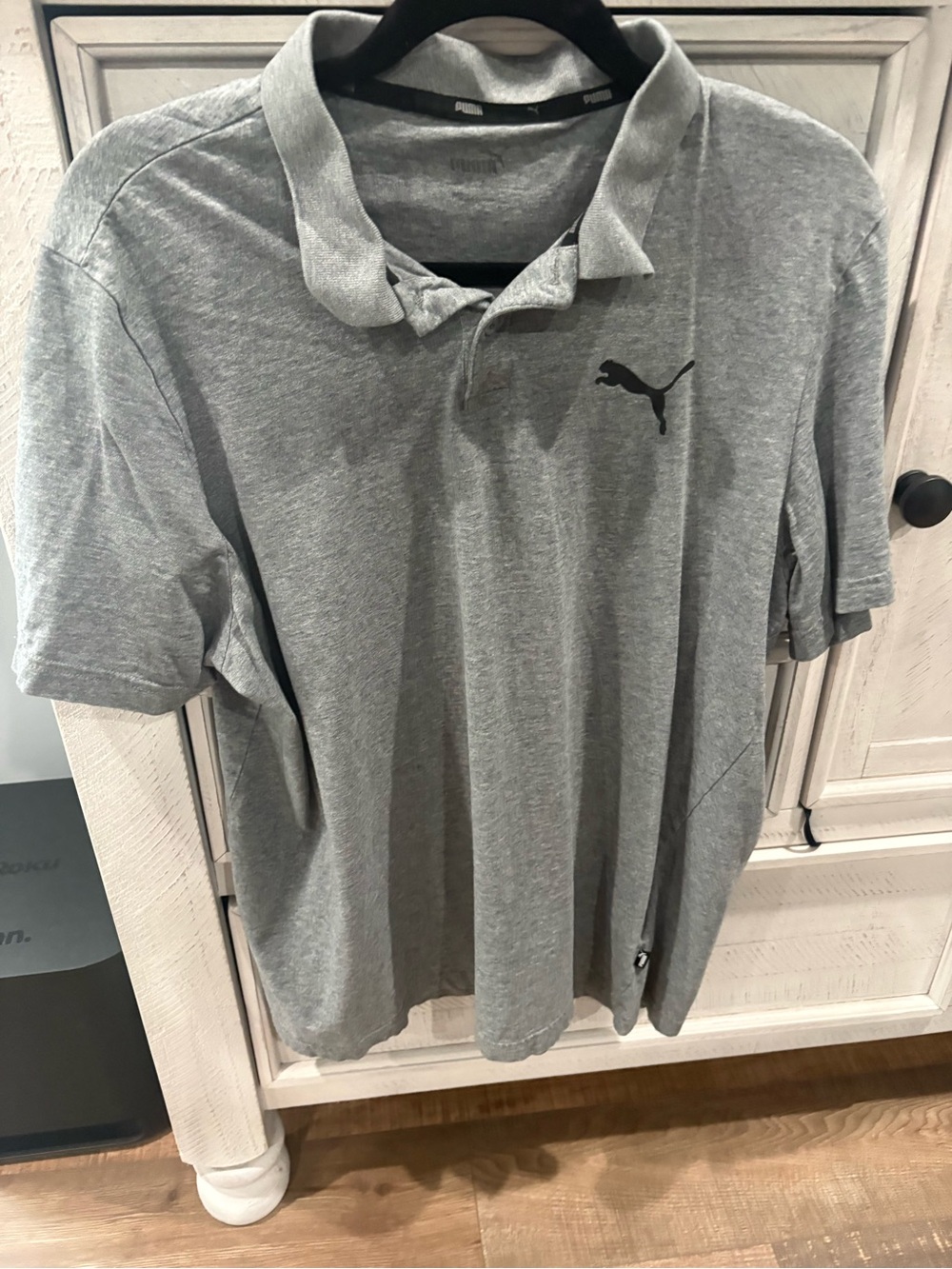Puma Men's Light Grey Polo with Black Logo